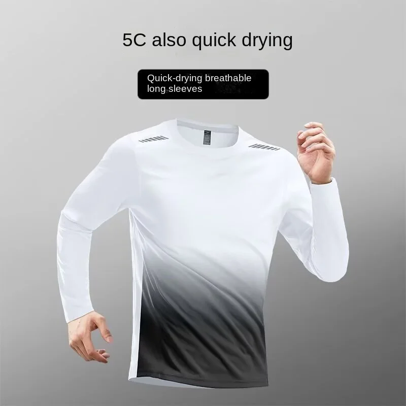 Men's 3D Printed Breathable Quick-drying Sports T-shirt Gradient Sunscreen Loose Fit Top for Running Training Outdoor Fitness