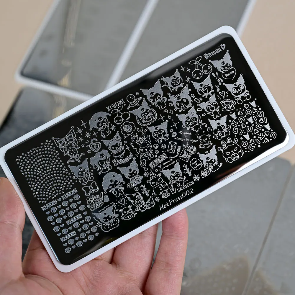 1PC New Halloween Hello Kitty/Kuromi Nail Stamping Plate Stickers Cartoon Image Nail Art Printing Template Tool Nail Steel Plate