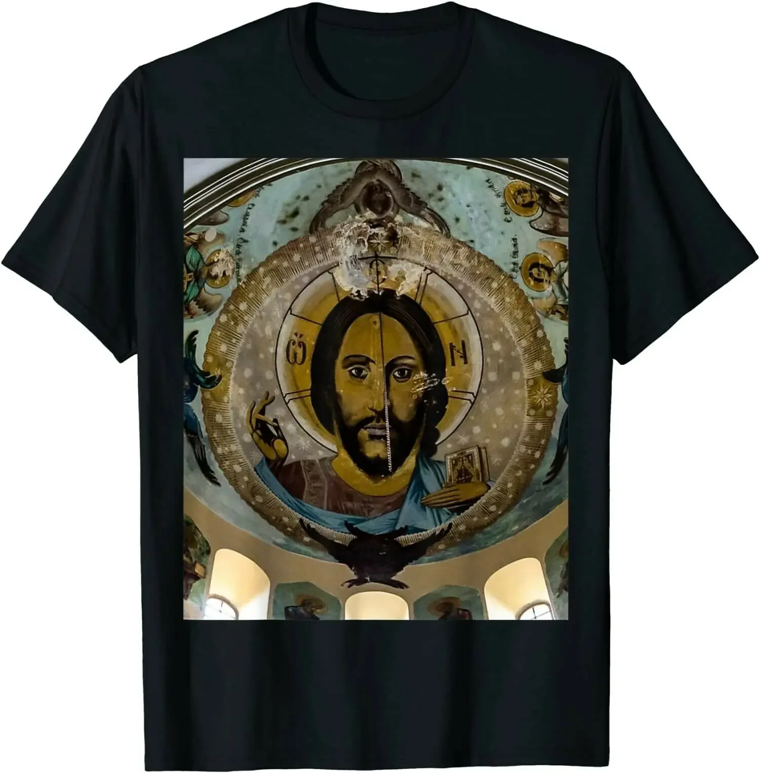 

Jesus Face Religious Design Premium Great Gift T-Shirt 100% Cotton O-Neck Short Sleeve Summer Casual Mens T-shirt Streetwear