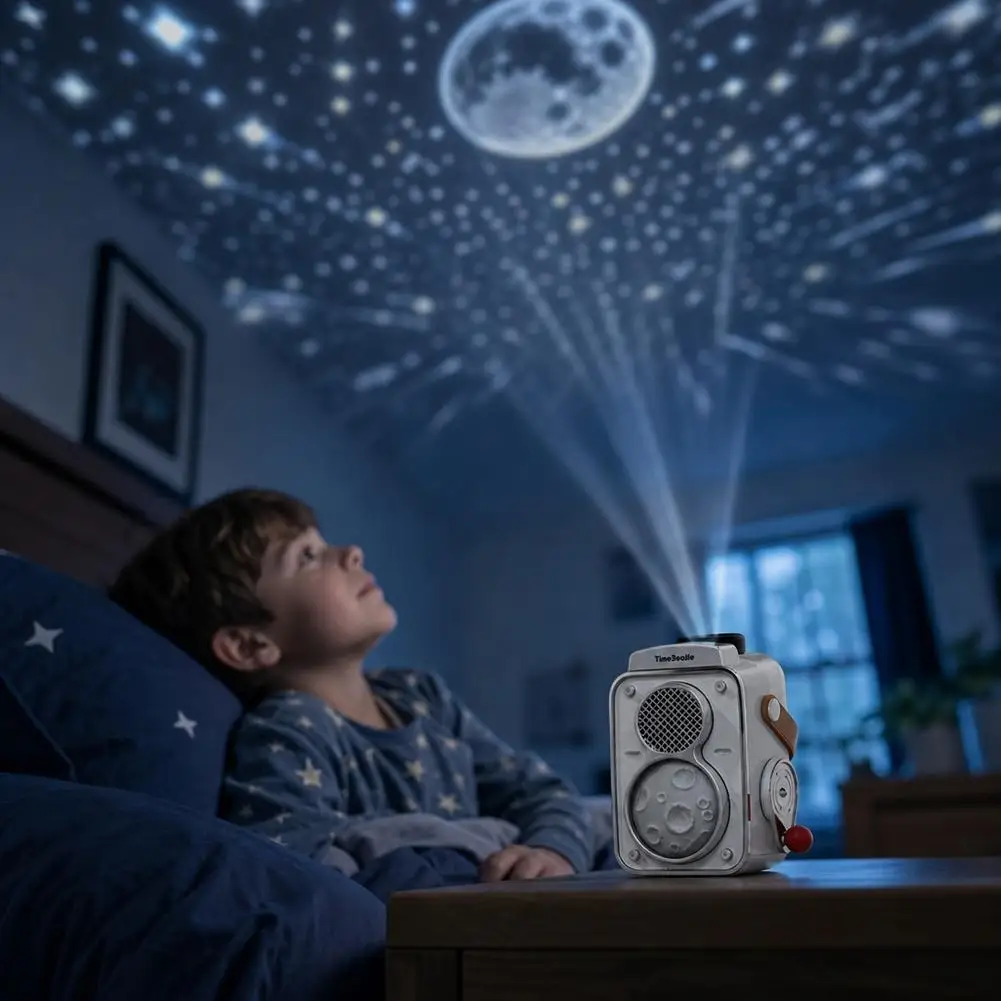 Star Projector Bluetooth Speaker White Noise Machine Retro Camera Galaxy Night Light Moon Planet Projector for Bedroom