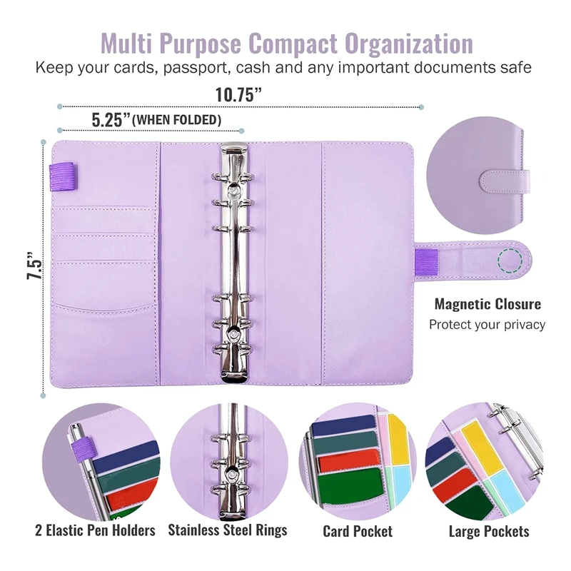 مغلفات نقدية رابط ميزانية مع ملف A6 ، مظاريف PVC شفافة ، منظم أموال للنقد ، 12