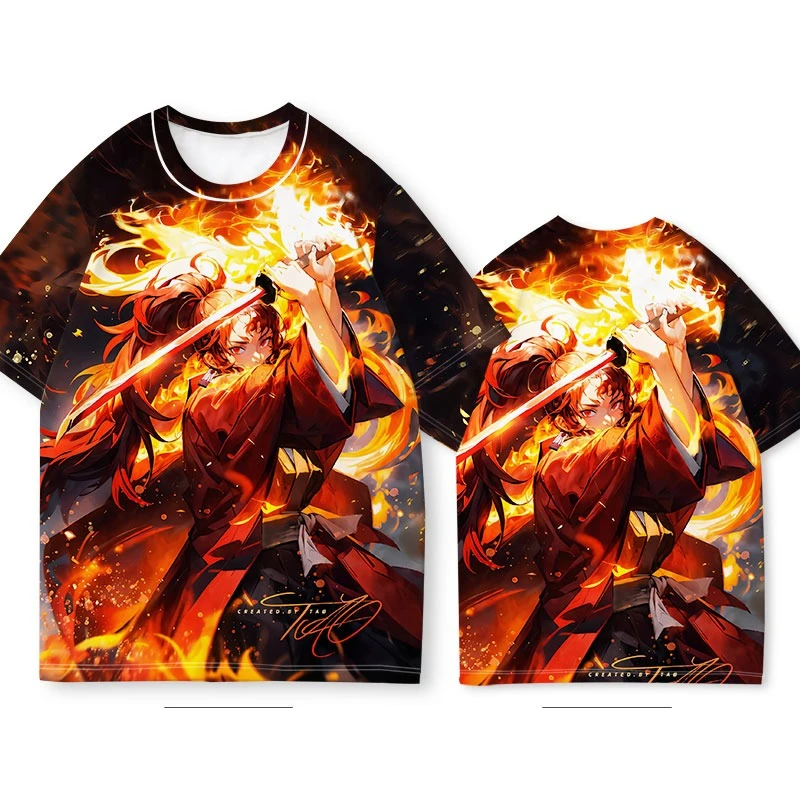 Chaud démon Slayer T-shirt été à manches courtes T-shirt hommes mode périphérie Anime 3D imprimé T-shirt ample T-shirt style décontracté