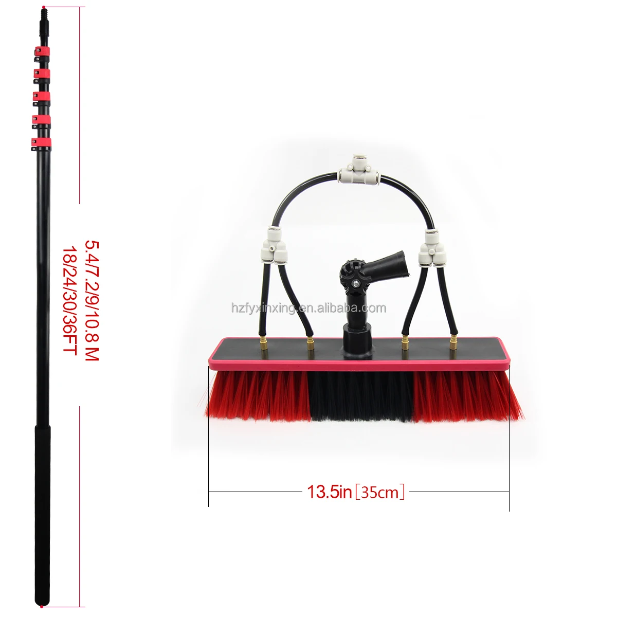 Custom Long Water Fed Pole Solar Panel Brush Outdoor Telescopic High Reach Window Cleaning Pole Extendable Cleaner Tool for Roof