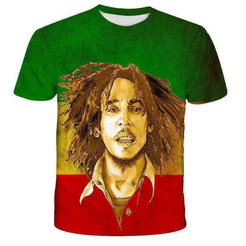 

Bob Marley 3D Digital Print Series Short-sleeved T-shirts for Men in Summer 2025. Casual, Loose and Personalized T-shirts