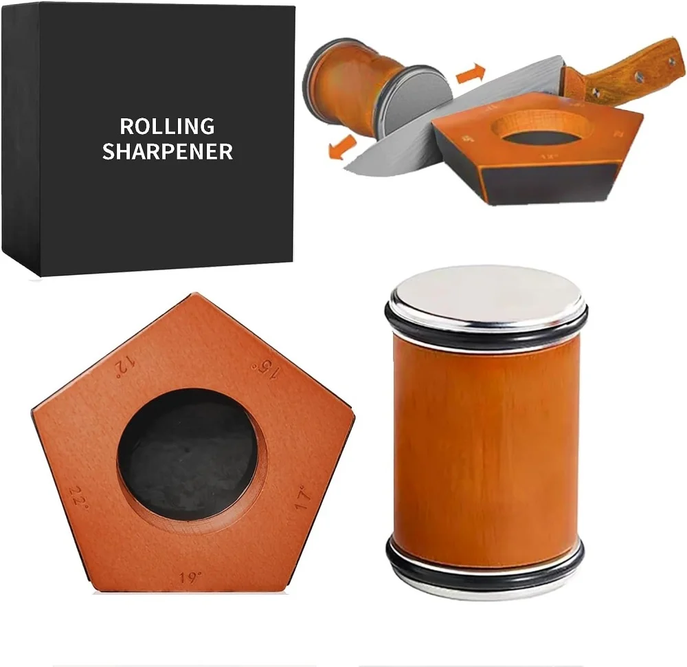 Rolling Knife Sharpener Offers 5 Angles Knife Sharpening Kit for Razor Sharp Edges -Rolling Sharpener for Kitchen Knives