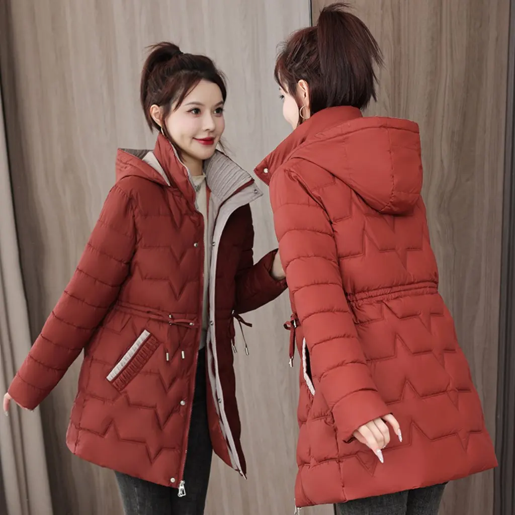 

Women's Winter Thickened Mid-Length Cotton-Padded Jacket Korean Fashion Waisted down Cotton Jacket