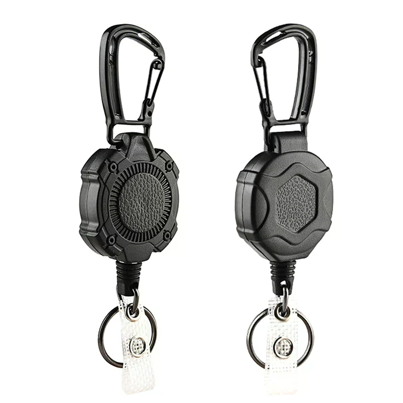 Anti-theft Metal Easy-to-pull Buckle Rope Elastic Keychain Sporty Retractable Key Ring Anti Lost Easy Pull Buckle 1Pc