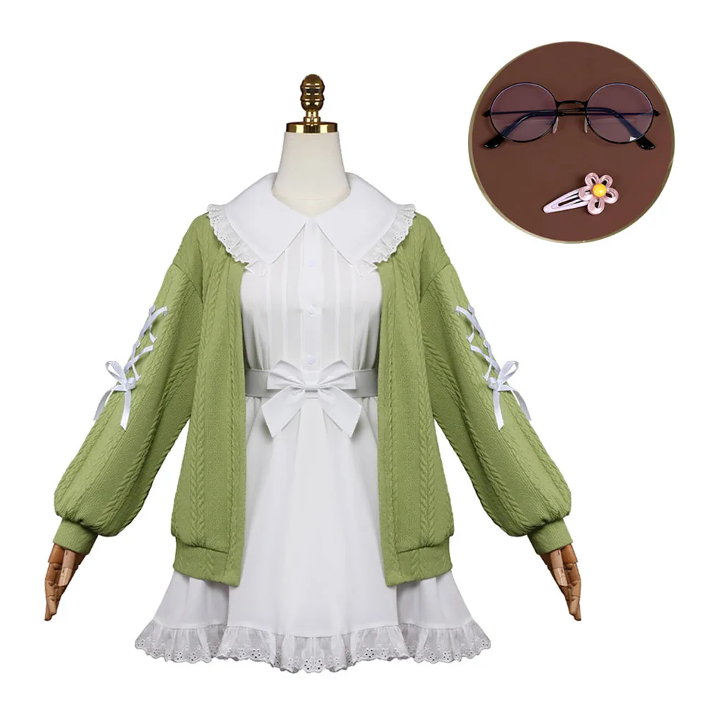 Tanluning Cosplay Full Set Costume Sweet Dress With Green Coat Game Outfit For Comic Con Halloween Cos Photoshoot Themed Party