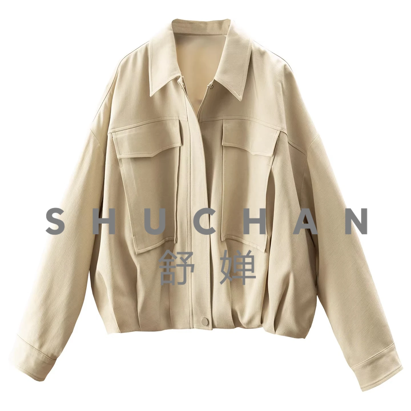 

Fashion Queen 100 Acetate Three-dimensional Pleated Large Pocket Short Jacket H42K7 Casacas Para Mujer Invierno 2026