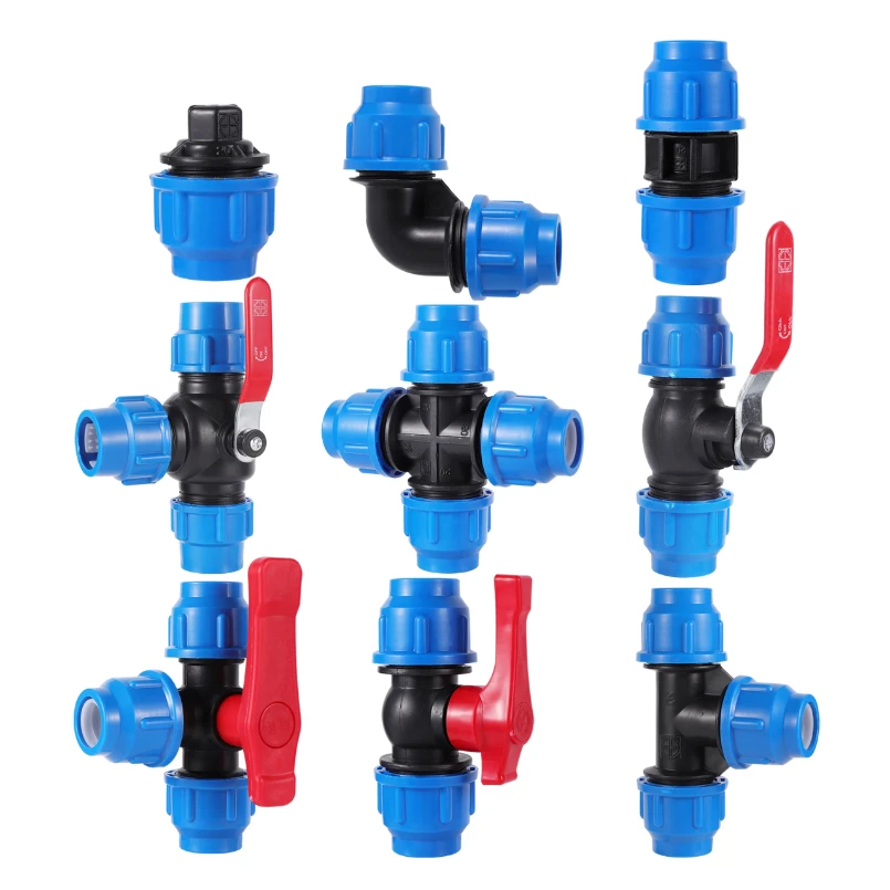 

1Pc 20/25/32/40/50mm PVC PE Tube Tap Water Splitter Plastic Quick Valve Connector Agriculture Irrigation Water Pipe Fitting