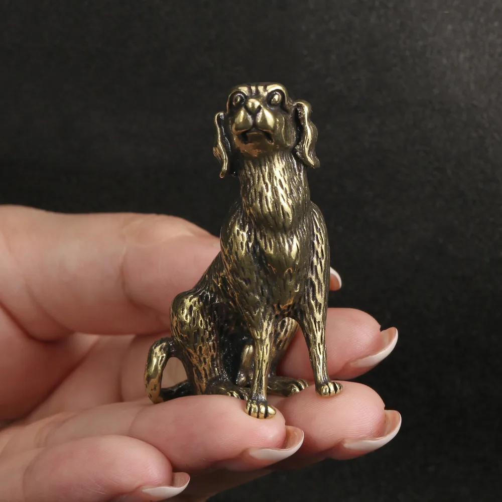 

Bronze Dog Ornament Solid Brass Dog Handhandle Bronze Art Animal Dog Antique Bronze Old Bronze Carving