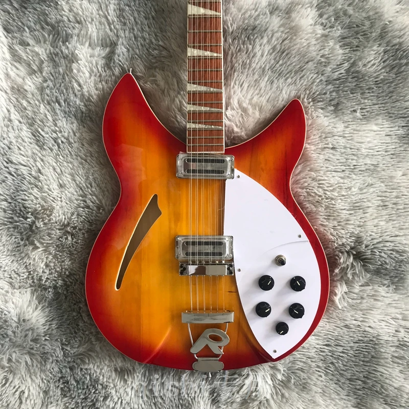 

red color 12 strings rickenback electric guitar half hollow body Roger limit 12-string ricken guitarra