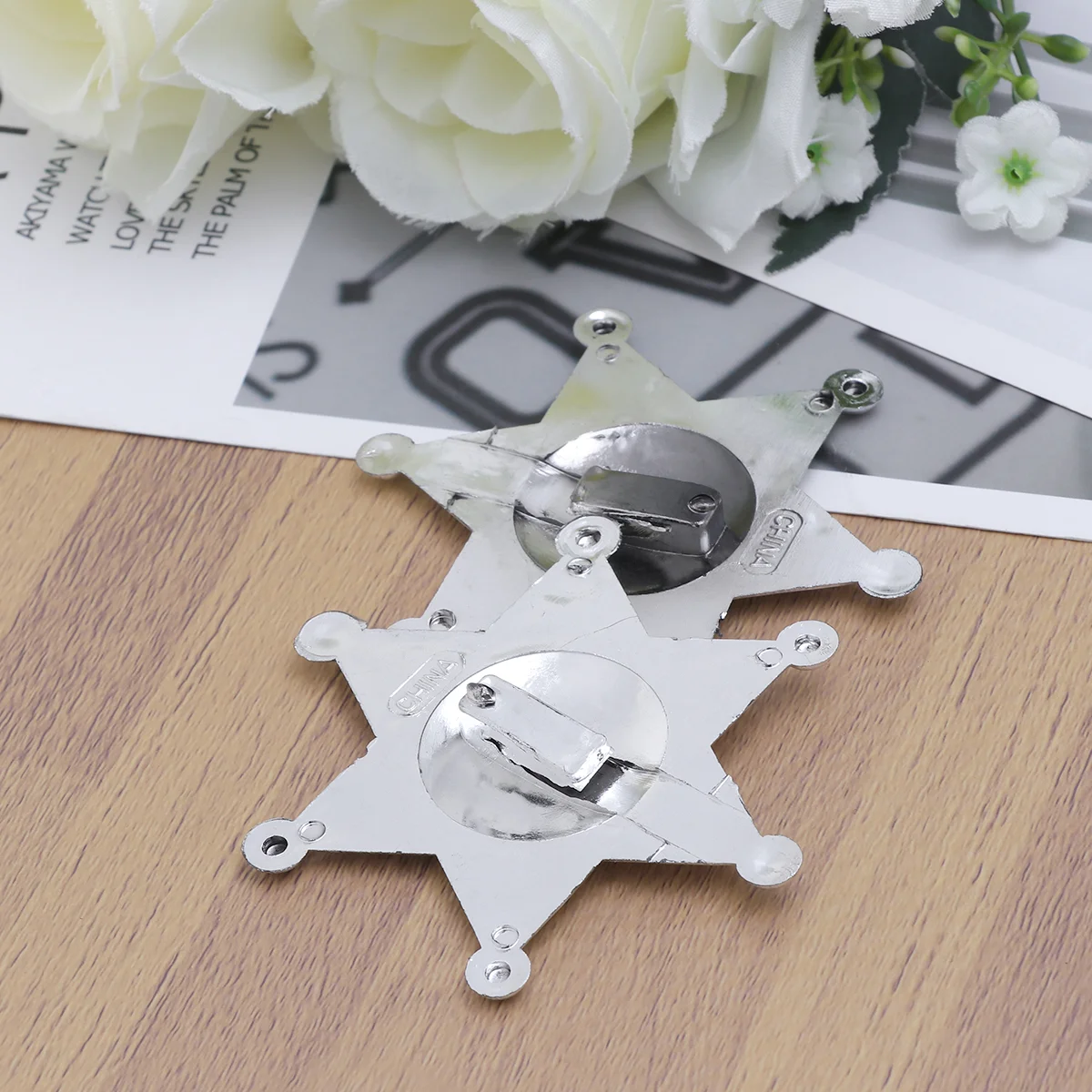 12pcs Plastic Deputy Sheriff Hexagonal Star Badges Personalized Officer Name Tags Brooch for Law Enforcement Officer Costume