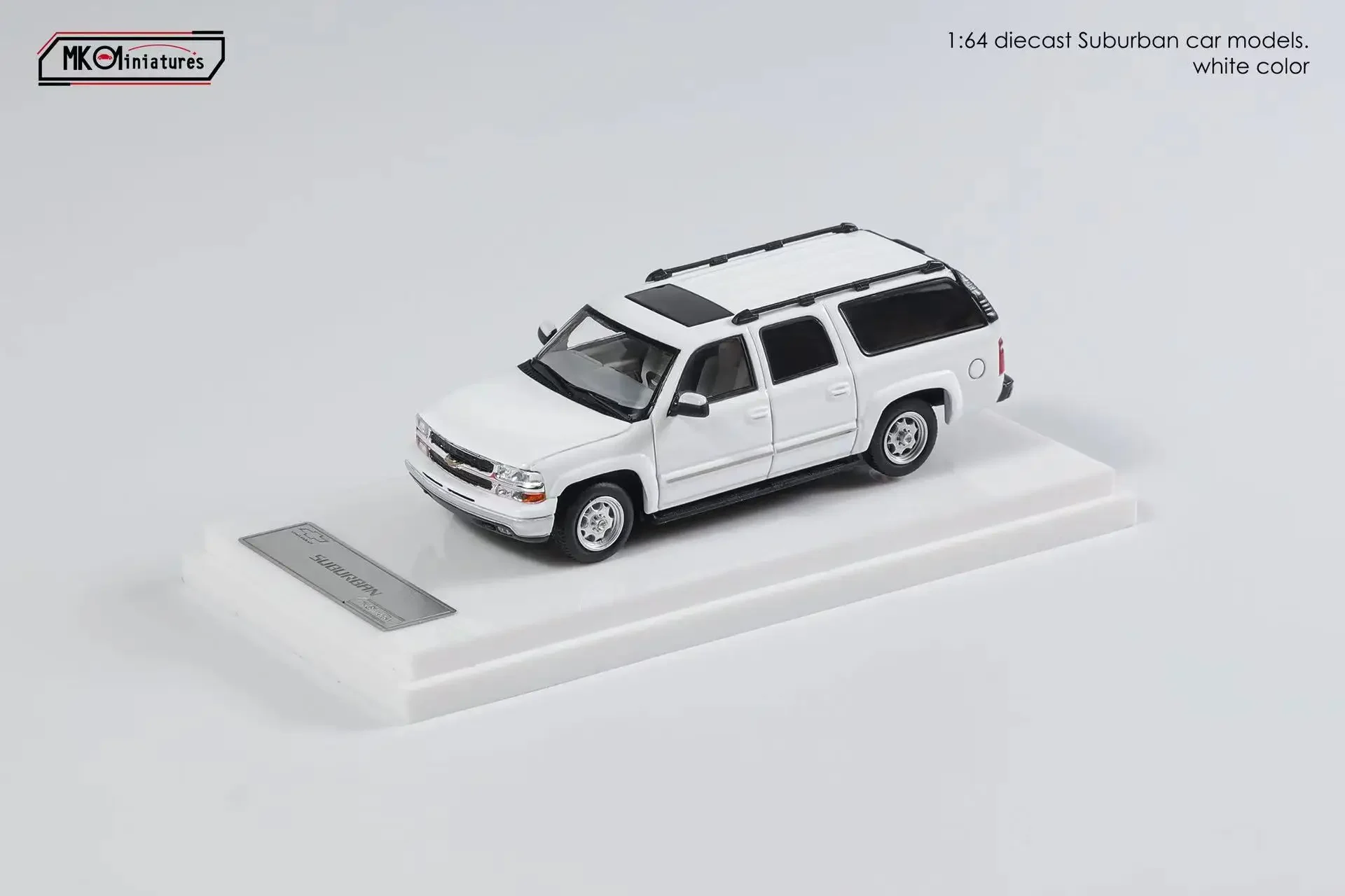 MK Miniatures 1:64 2003 Suburban Diecast Models -white color  Diecast Model Car