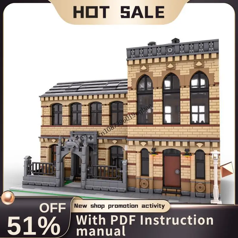 

New 5493Pcs City Hot Selling Street View Moc Modul School Model Custom Puzzle Diy Creative Ideas Kid Toy Birthday Christmas Gift