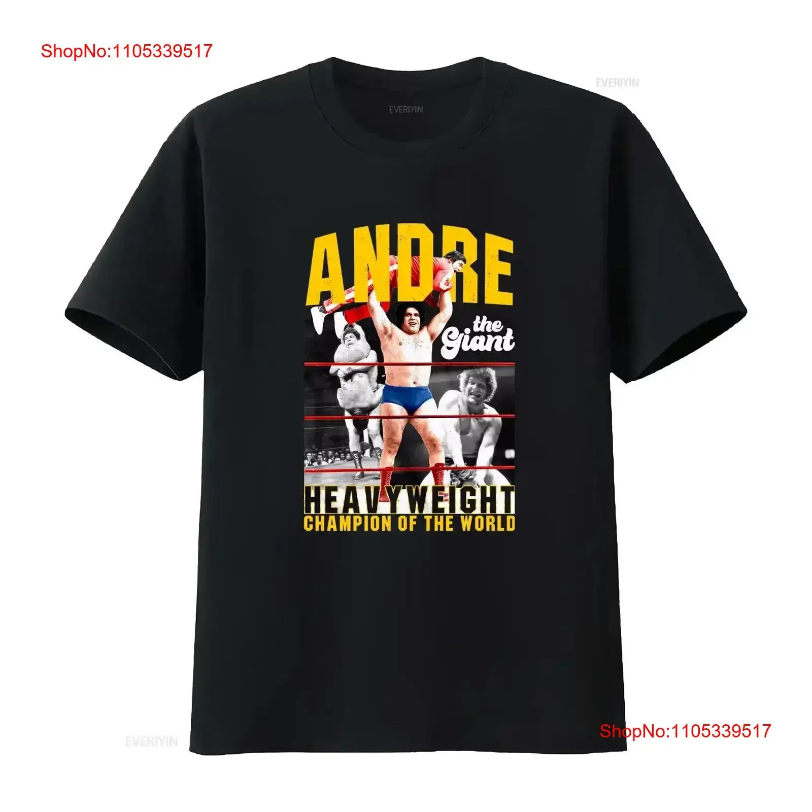 Andre The Giant Men's Heavyweight Champ T shirt XXXXX Large Black vintage Washed Top For Everyday Wear Versatile Casual