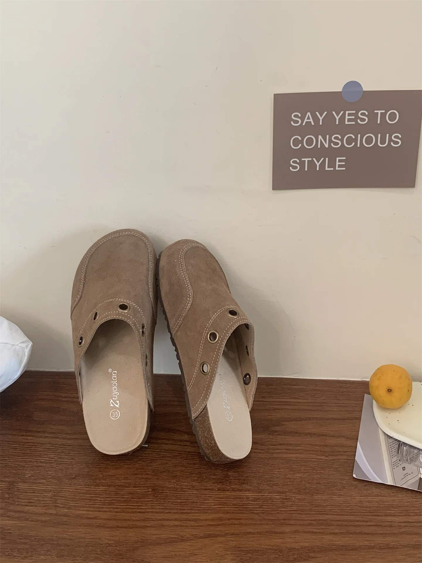 Suede Women's Clogs with Adjustable Strap Cork Footbed Leather Mules with Arch Support Unisex Outdoor Clogs Potato Shoes