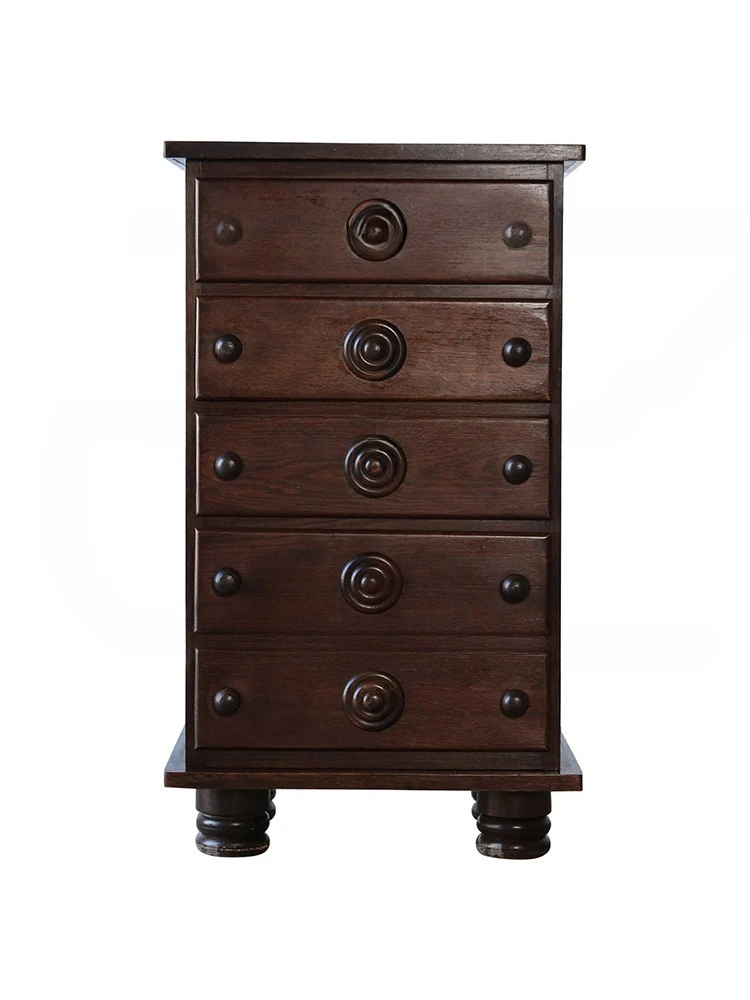 Medieval chest of drawers American retro locker living room side cabinet wabi-sabi drawer cabinet solid wood storage cabinet