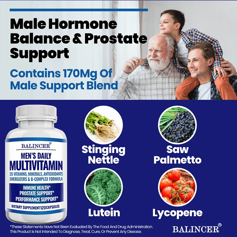 Powerful Daily Multivitamin Supplement for Men - Boosts Immune System, Performance, Energy, Perseverance, Focus Support