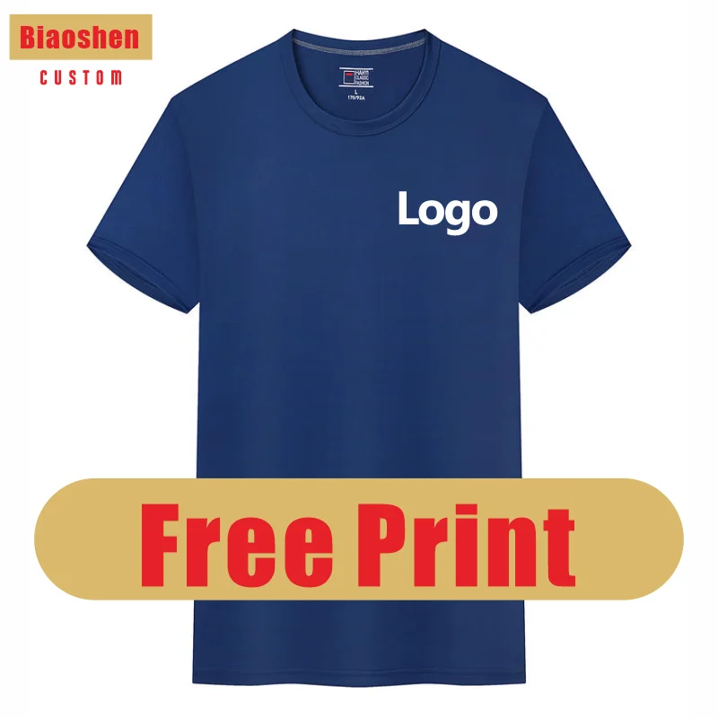 Em torno do pescoço de secagem rápida t-shirt, impressão do logotipo personalizado, equipe pessoal do grupo marca, bordado texto imagem, verão tamanho S-4XL, 8 cores