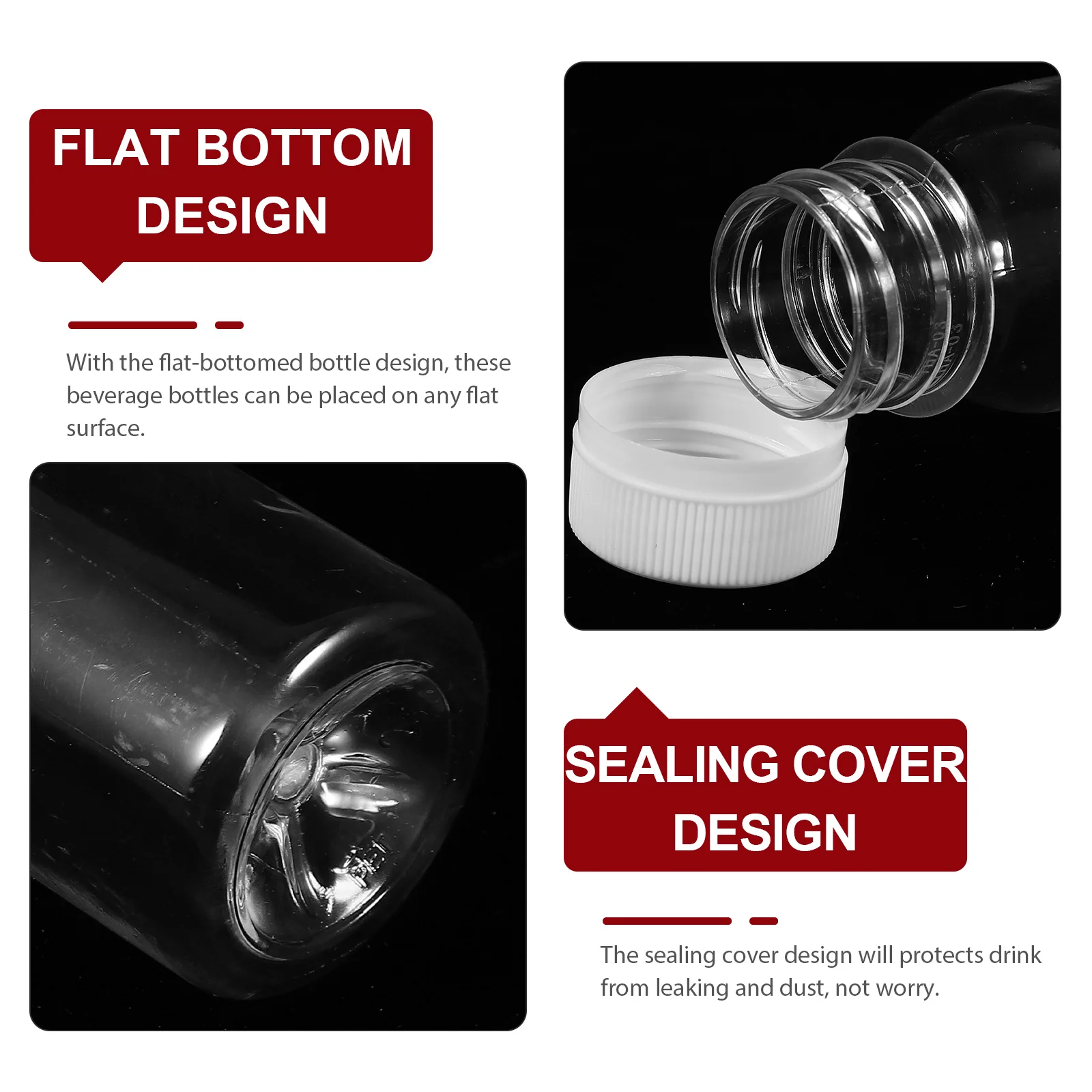 

5Pcs Multipurpose Drink Bottles Plastic Milk Containers Clear Juice Bottles with Lids for Lunch Box Drink Bottle