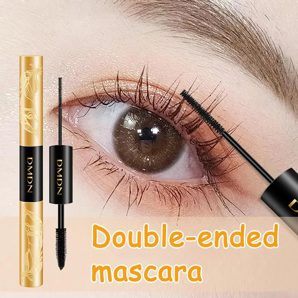 Schwarze doppelköpfige Wimperntusche, wasserfest, langlebig, Curling-Make-up, verlängert ultrafein, keine Wimpern, trockener Pinsel, schnell verschmiert E9A9