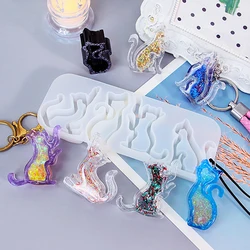 DIY Cat Keychain Silicone Mold Cute KItten Shape Keychain Pendant With Hole Charm Epoxy Casting Mold Jewelry Backpack Pendant
