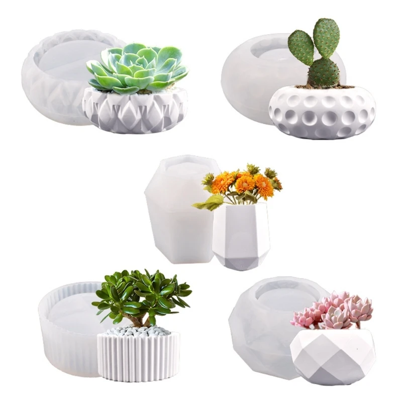 DIY Succulent Plant Flower Pot Silicone Mold Succulent Polygonal Shape Mold