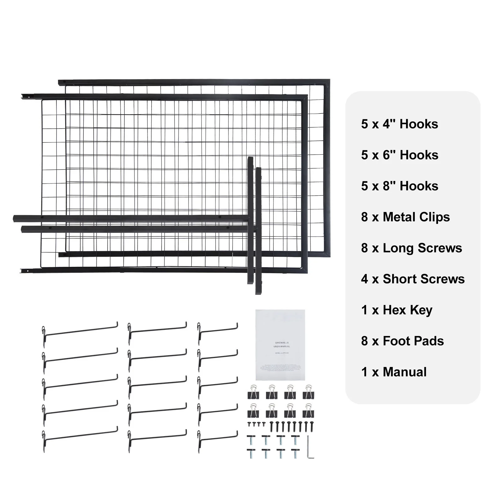 2' X 5.6' Grid Wall Panels Tower, 2 Packs Wire Gridwall Display Racks With T-Base Floorstanding, Double Side Gridwall Panels