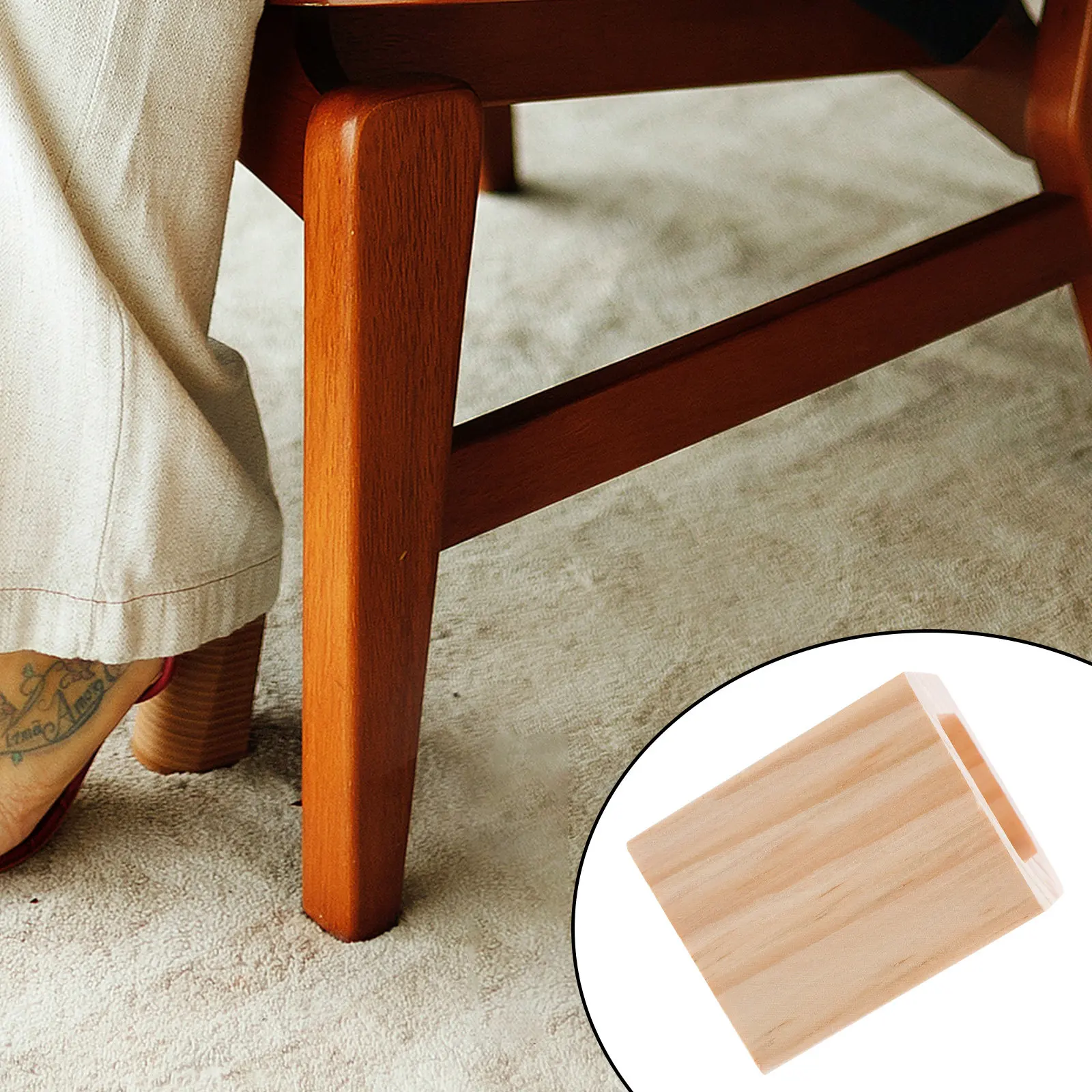 8Pcs Solid Wood Furniture Risers for Bed Table Sofa Desk Cabinet Legs Height Increase Non-Slip Scratch-Resistant Furniture