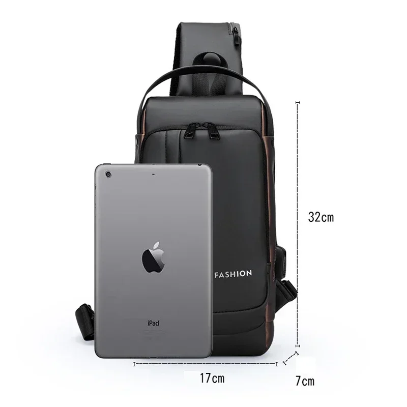 Waterproof Bag Large Capacity Men USB Sports Running Shoulder Crossbody Bags Messenger Chest Travel Pack For Male Multifunction