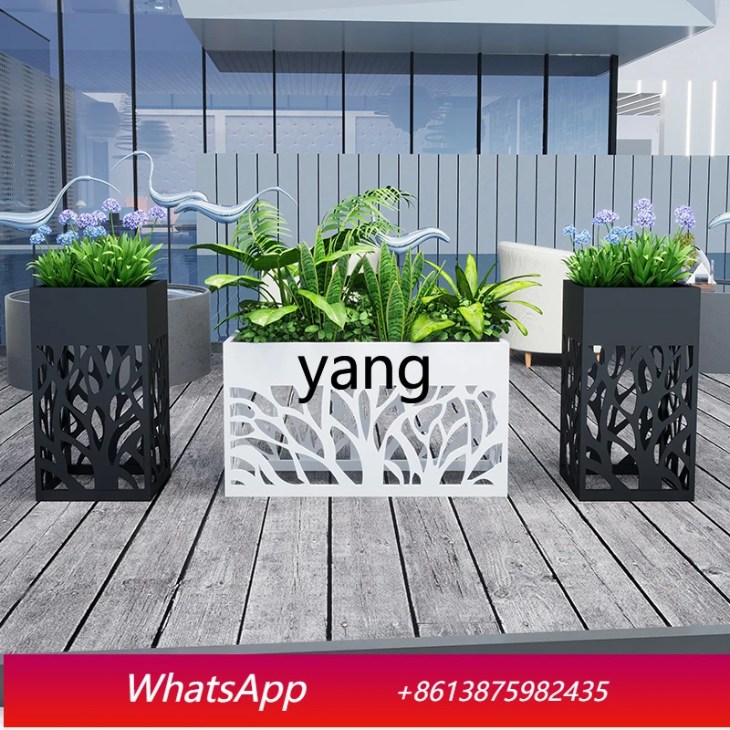 

CX Outdoor Flower Box Commercial Street Flower Stand Partition Fence Iron Art Galvanized Sheet Flower Bed