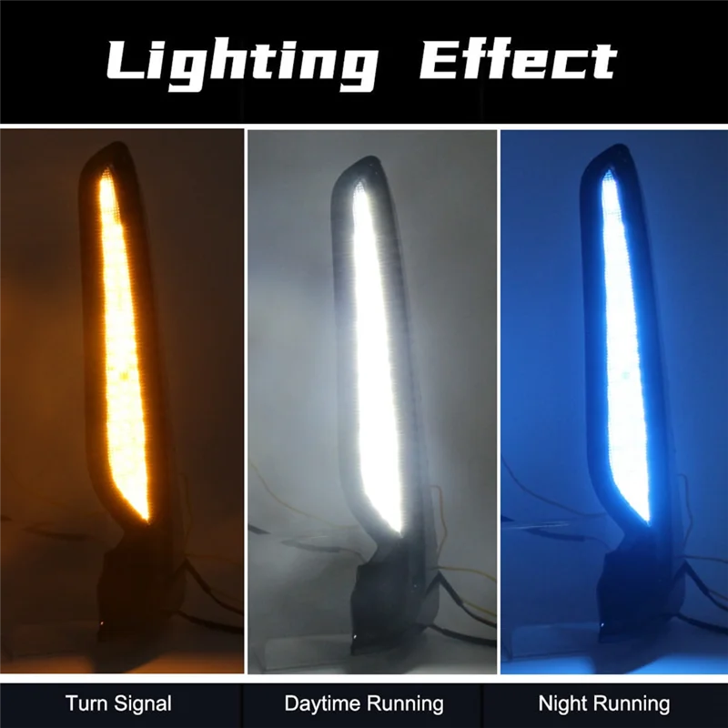 

Daytime Running Lights For Honda Civic Type R 2023 2024 LED Fog Lamps DRL With Amber Turn Signal Blue Night Light