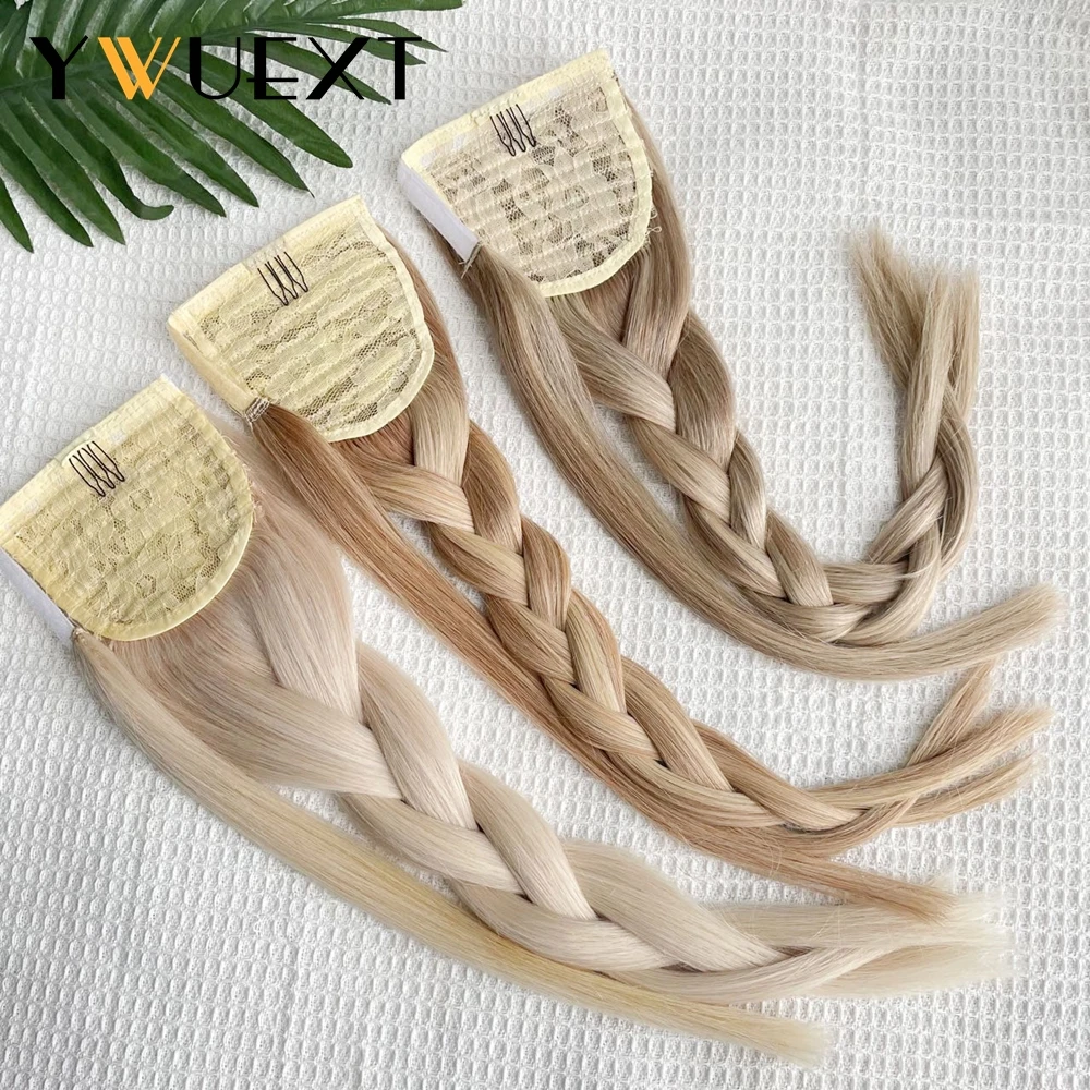 YWUEXT Real Human Hair Ponytail Extensions Straight 14