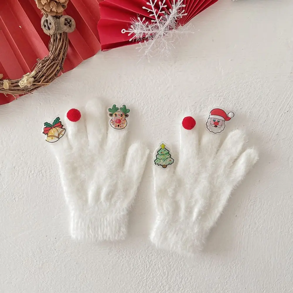 Handwear dos desenhos animados luvas de natal engrossar boneco de neve padrão natal luvas de inverno de malha engraçado luvas quentes presente dando