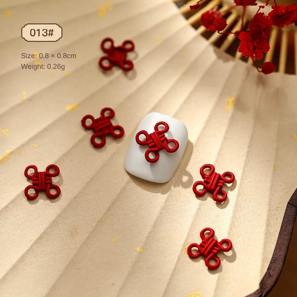 Chinese Manicure Unique Design Exquisite Craftsmanship Alloy Chinese Nail Drill Nail Accessories Nail Stickers Bright Color Red