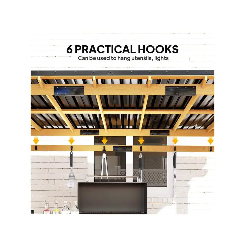 مظلة شواء شواء خشبية، مأوى للطهي في الهواء الطلق، مقاومة للماء والأشعة فوق البنفسجية، مثالية لحفلات الشواء في الفناء الخلفي