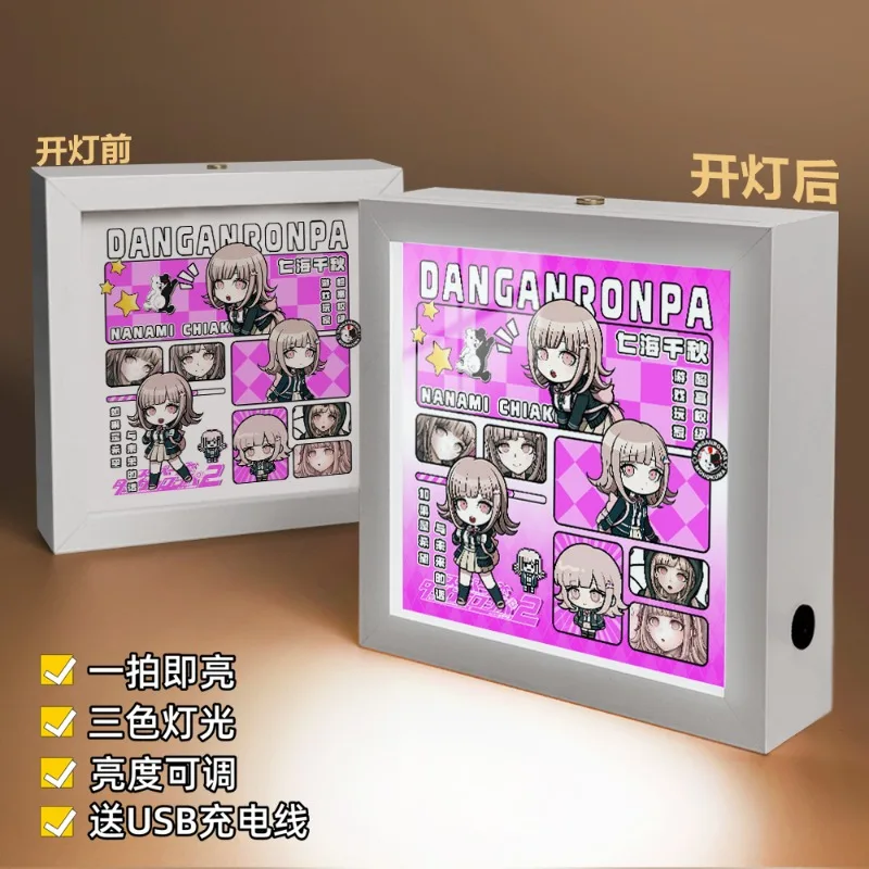 

17CM Danganronpa Enoshima Junko Kokichi Oma Nanami ChiaKi Cosplay Night-light Cartoon Three-colour Night Light Nights Lamp