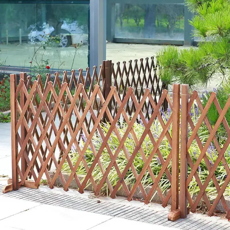 

Outdoor Adjustable Design Fence Solid Wood Grid Plant Stand Indoor Pet Barrier Garden Layout Flexible Anti-Rot Fence Guard