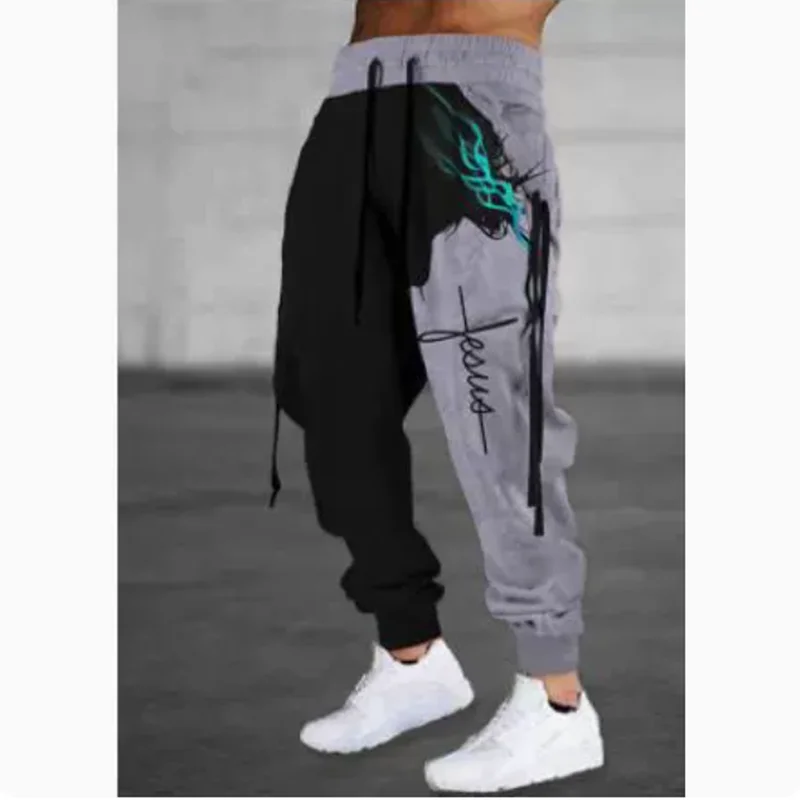 2025 Spring New Graffiti Drawstring Long Men's Sweatpants Joggers 3D Print Camo Trousers Mens Casual Pants