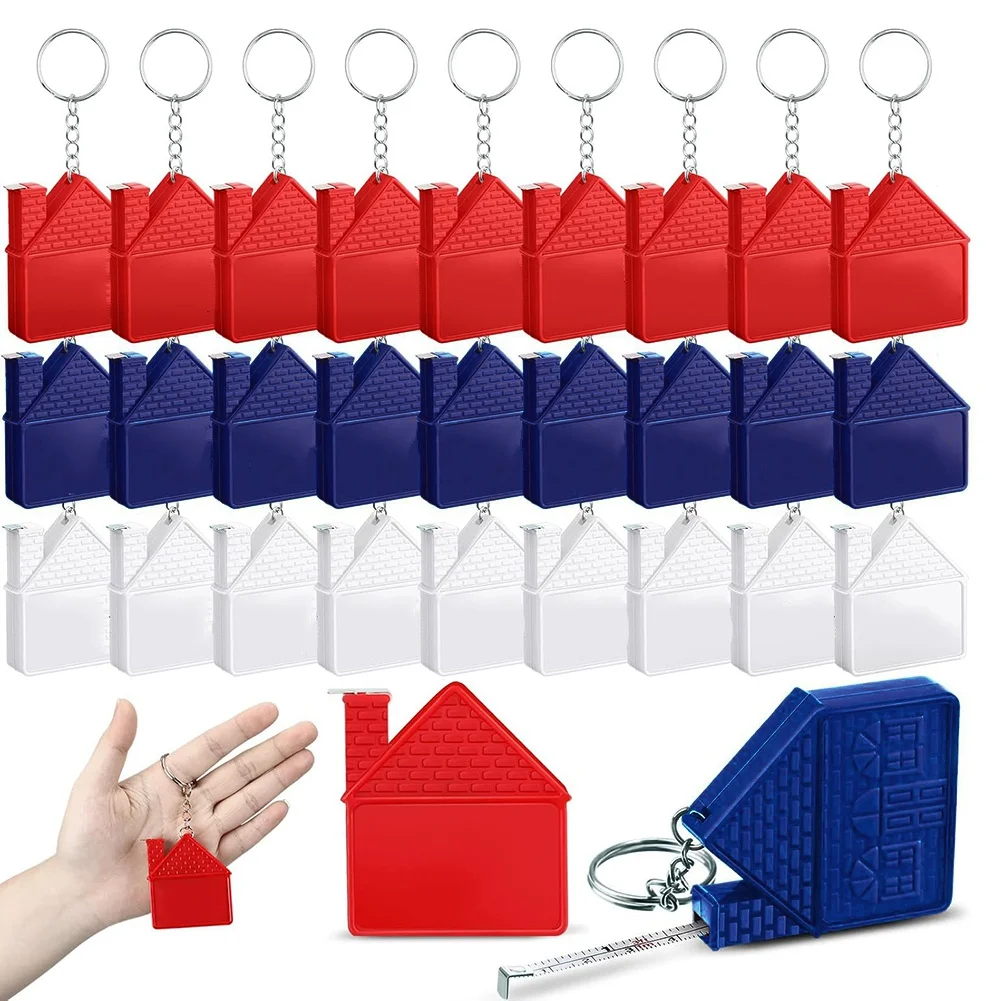 PZHI-30 Pcs House Shape Tape Measure Keychains 1M/3Ft Real Estate New House Gifts Closing Gifts For Home Buyer