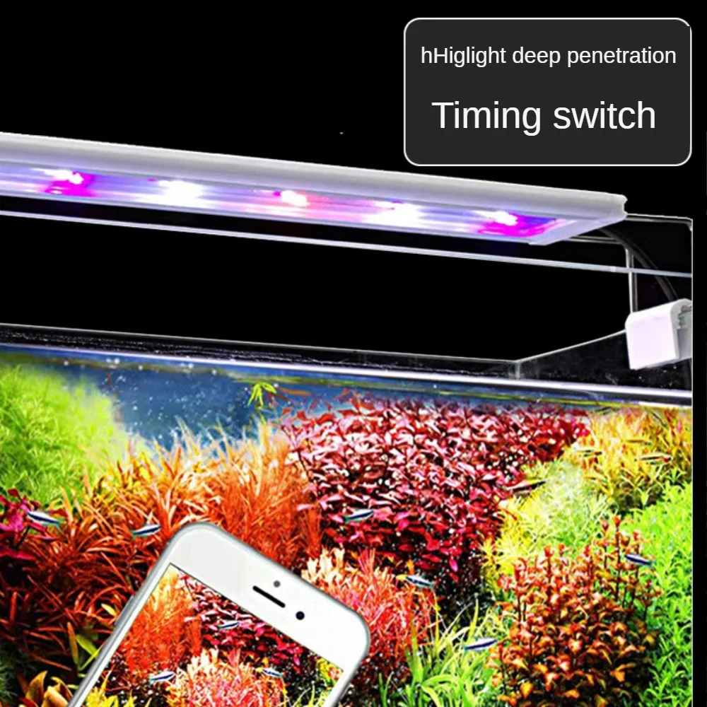 

Dimmable Led Fish Tank Algae Lamp Aquarium Strip Light With Extendable Brackets ,Time Setting, Blue White Red Lights 18-78CM