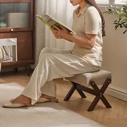Wood Footstool Step Stool Furniture Foot Rest Apartment Cute Leisure Stool Sitting Stool Home for Bedside Dressing Room Entryway