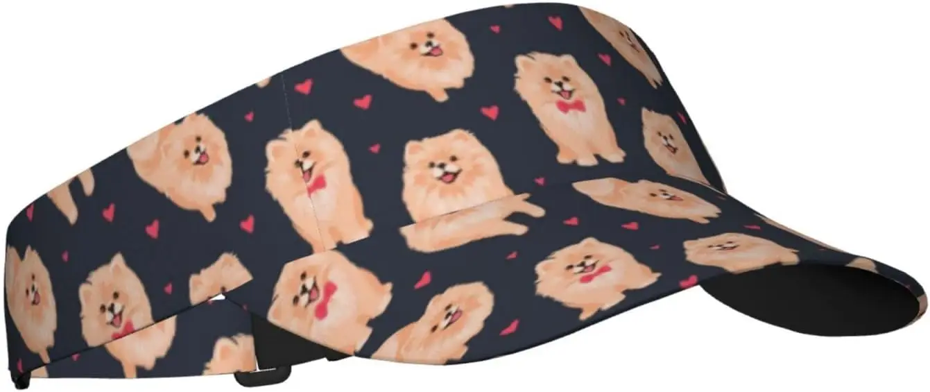 Sport Sun Visor Hat Pomeranian Spitz Puppy Lightweight Sun Hat Cap for Hiking Beach