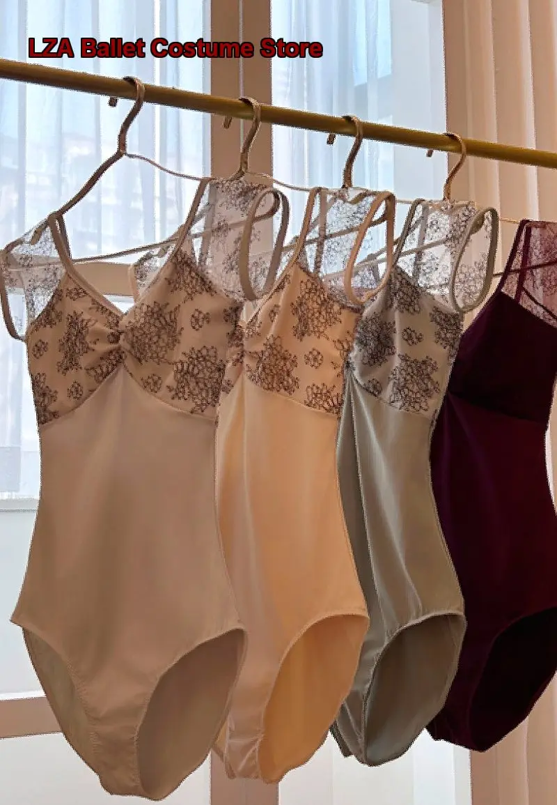 Women's Short Sleeves Lace Ballet Leotard Body Suit Gymnastics Leotard Basic Training Aerial Yoga One-Piece Dress