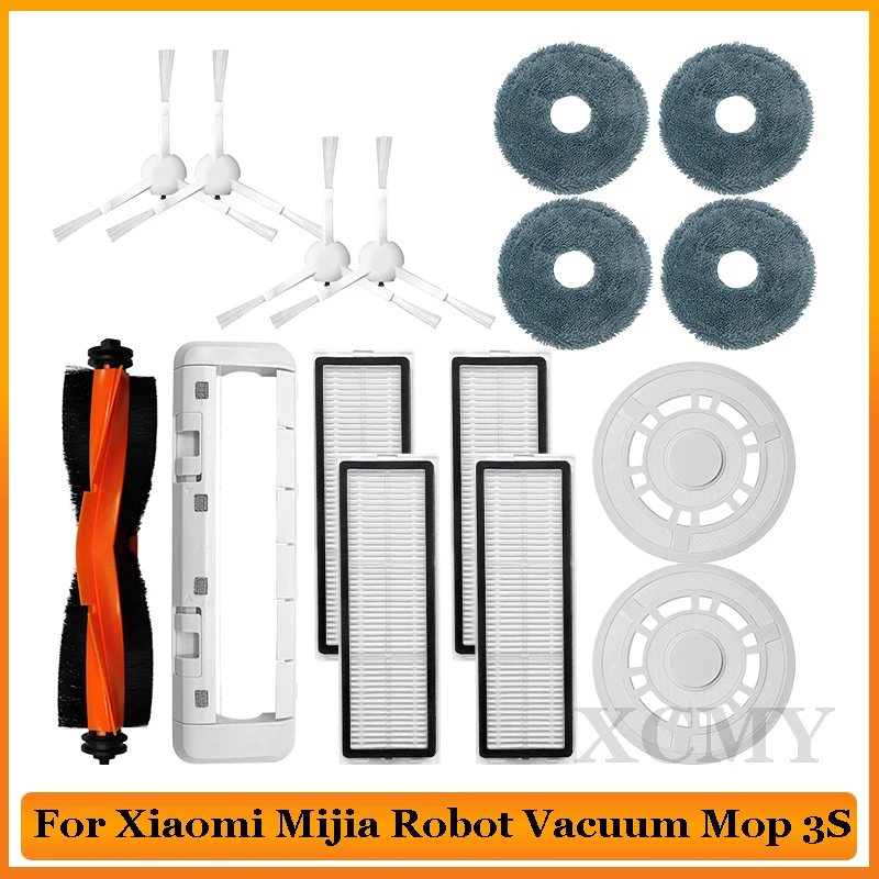 For Xiaomi Mijia Robot Vacuum Mop 3S B108CN Replacement Vacuum Cleaner Parts  Main Side Brush Hepa Filter Mop Pad Accessories