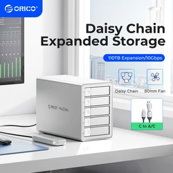 ORICO-Daisy Chain Type-C 10Gbps HDD Docking Station Support RAID 150W Power for Apple Device 5Bay DAS Studio Series 3.5