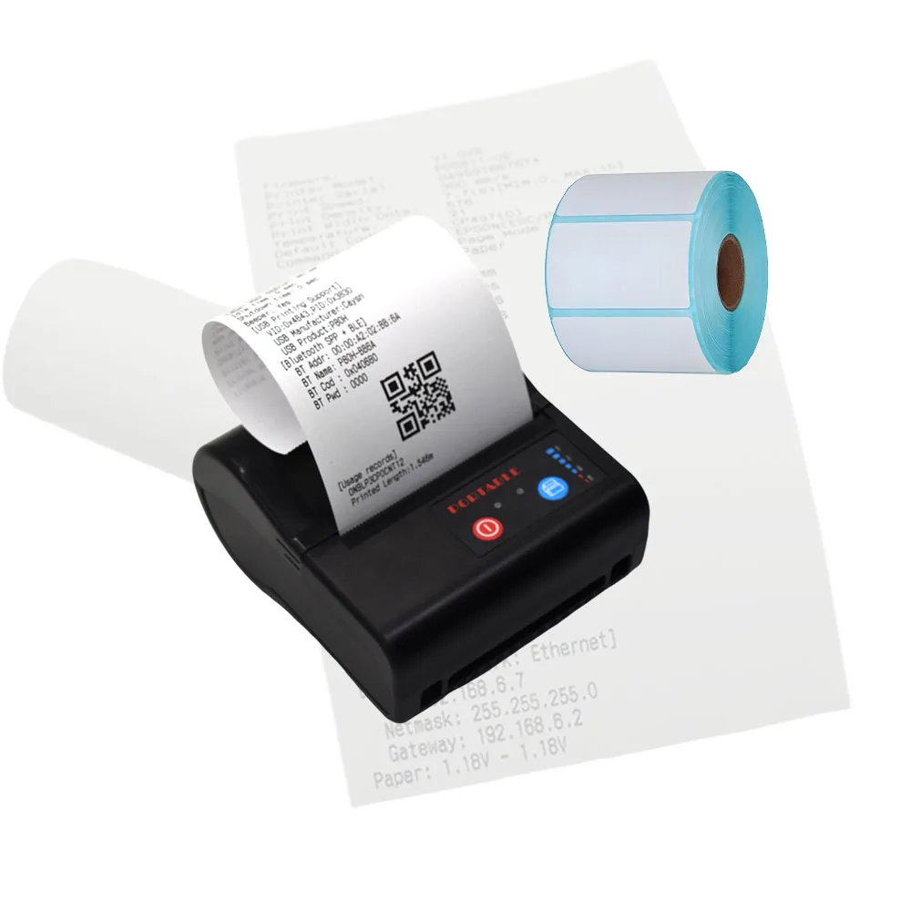 Portable 3Inch Wireless Bluetooth Thermal Receipt Printer for Mobile Phone Mini Handy Label Maker Machine with Strap