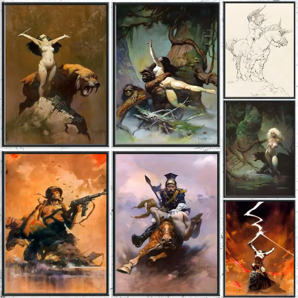 Cool F-Frank F-Frazetta Art Painting Calligraphy HD Canvas Poster Crease Free Waterproof All Space Wall Decor