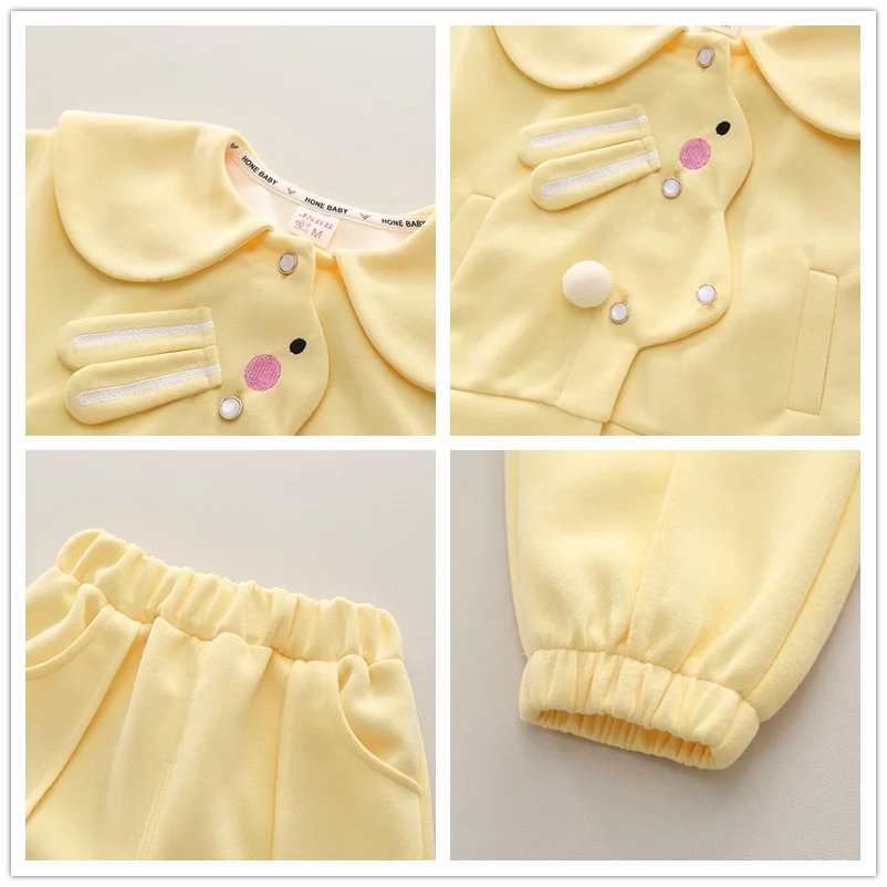 Spring Children Clothing Sets Baby Girls Cartoon Rabbit Coat Pants 2 Piece Suit Infant Casual Sportswear Kids Clothes Outfits